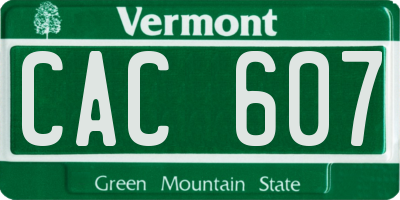 VT license plate CAC607
