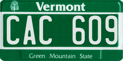 VT license plate CAC609