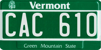 VT license plate CAC610