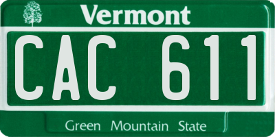 VT license plate CAC611