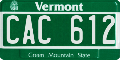 VT license plate CAC612