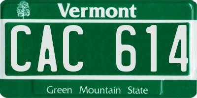 VT license plate CAC614