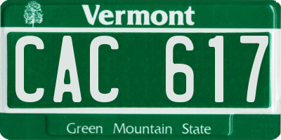 VT license plate CAC617