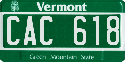 VT license plate CAC618