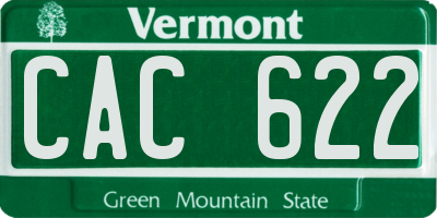 VT license plate CAC622