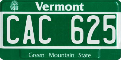 VT license plate CAC625