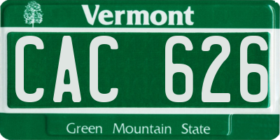 VT license plate CAC626