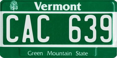 VT license plate CAC639
