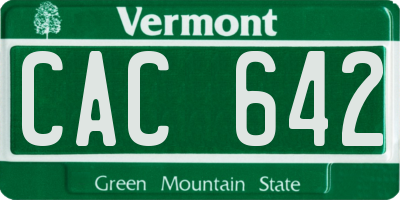 VT license plate CAC642
