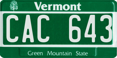 VT license plate CAC643