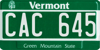 VT license plate CAC645