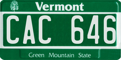 VT license plate CAC646
