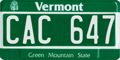 VT license plate CAC647