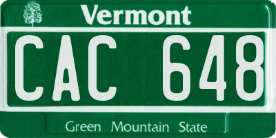 VT license plate CAC648