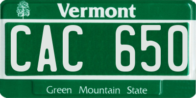 VT license plate CAC650