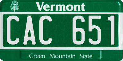 VT license plate CAC651