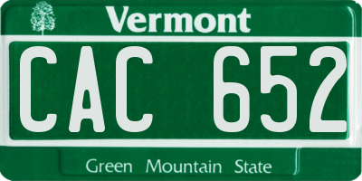 VT license plate CAC652