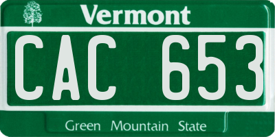 VT license plate CAC653