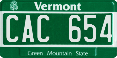 VT license plate CAC654