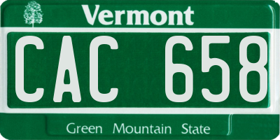 VT license plate CAC658