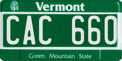 VT license plate CAC660