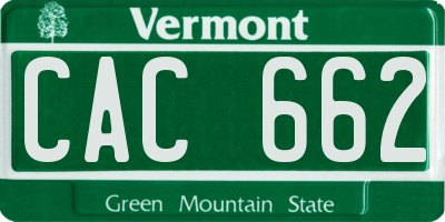 VT license plate CAC662