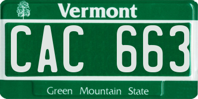 VT license plate CAC663