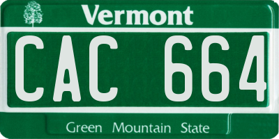 VT license plate CAC664