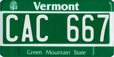 VT license plate CAC667