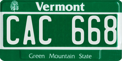 VT license plate CAC668