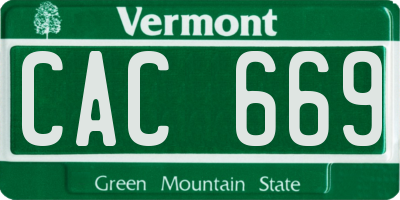 VT license plate CAC669