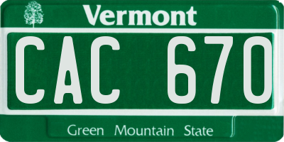 VT license plate CAC670