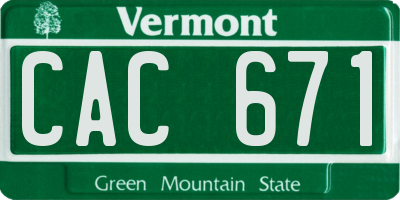 VT license plate CAC671