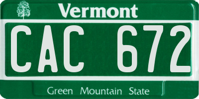 VT license plate CAC672