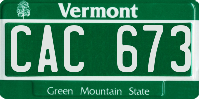 VT license plate CAC673