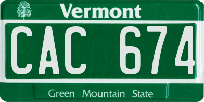 VT license plate CAC674