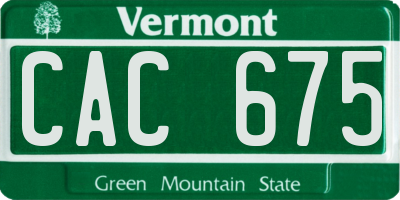 VT license plate CAC675