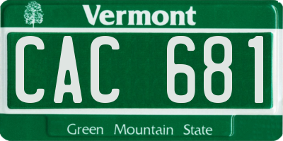 VT license plate CAC681