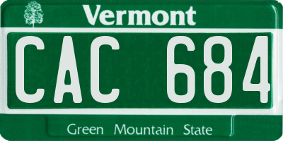 VT license plate CAC684