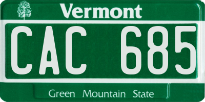 VT license plate CAC685
