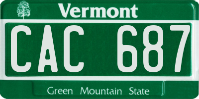 VT license plate CAC687