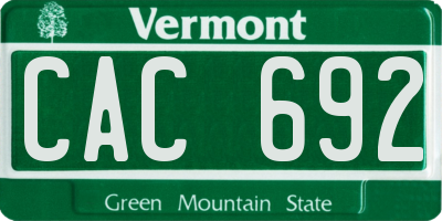 VT license plate CAC692