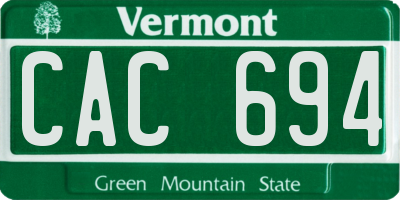 VT license plate CAC694