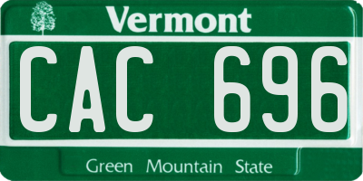 VT license plate CAC696