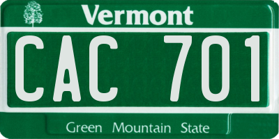 VT license plate CAC701