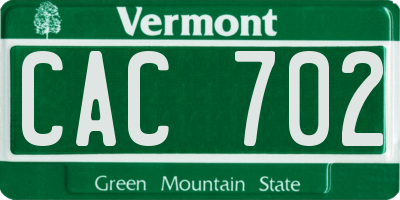 VT license plate CAC702