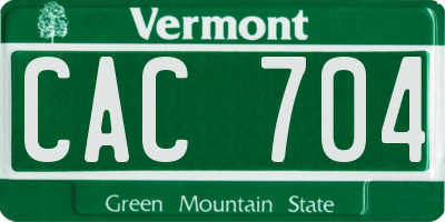 VT license plate CAC704
