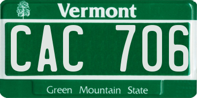 VT license plate CAC706
