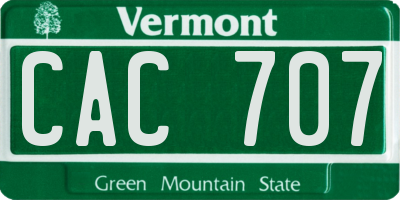 VT license plate CAC707