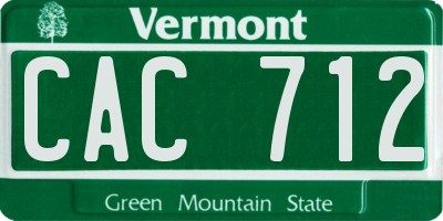 VT license plate CAC712